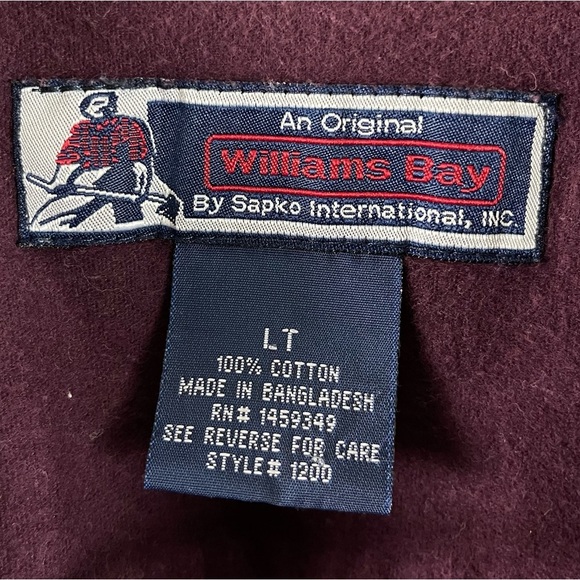 Williams Bay Large Tall Red Flannel Shacket Sweater Jacket Button Up Shirt Chore - Picture 4 of 6